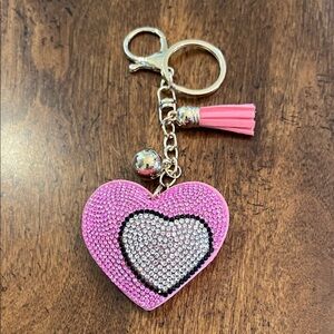 Pink Heart Keychain with Tassel